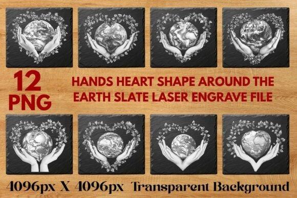 31 Laser Engraving Ideas for Practical DIY Builds 27 Laser engraving ideas showing hands forming a heart shape around the Earth on slate with floral accents