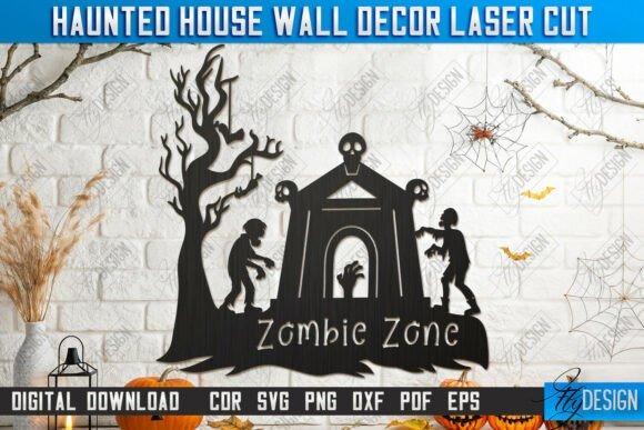 Haunted House Wall Decor Laser Cut — Halloween laser cut ideas Halloween laser cut ideas haunted house wall decor with zombies, tree, spider webs, and bats