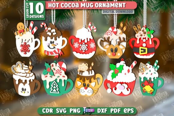 15 Laser Cut Pendant Ideas for Unique Handmade Jewelry 15 Laser cut pendant designs featuring 10 hot cocoa mug ornaments with festive holiday themes