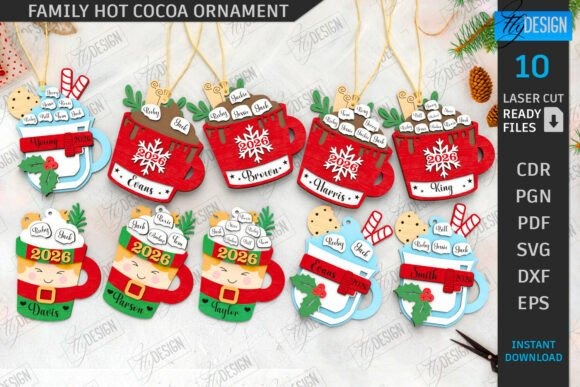 15 Laser Cut Pendant Ideas for Unique Handmade Jewelry 14 Laser cut pendant designs of hot cocoa mugs with marshmallows and candy canes in red, green, and blue colors