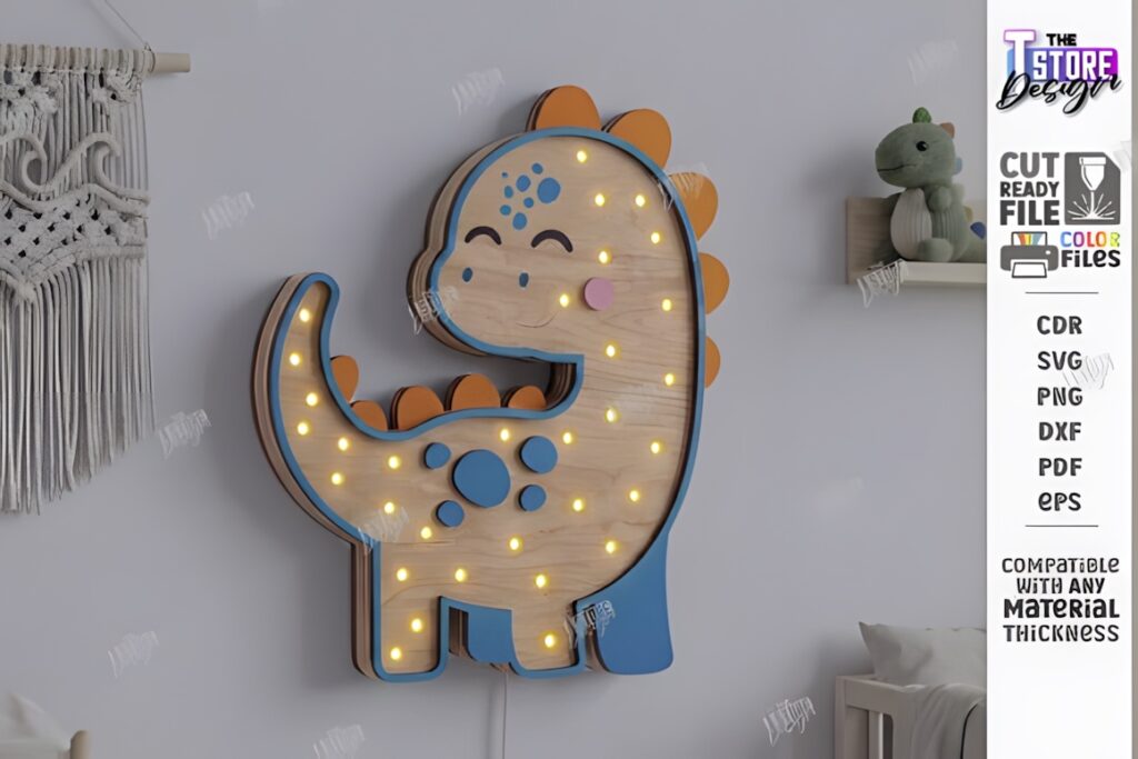 29 Laser Cut SVG Files for Wood, MDF and Acrylic Projects 50 laser cut SVG files for wood projects dinosaur night light with layered design and small LED lights