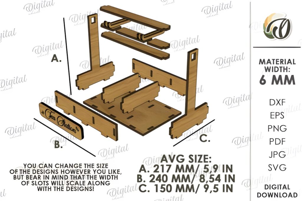 21 Laser Cut Organizer SVG Files for Home Storage Projects 14 laser cut organizer 3D design with labeled parts and dimensions for 6 mm material