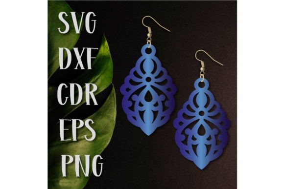 23 Laser Cut Wood Jewelry Ideas 30 Intricate lace-inspired laser cut wood jewelry earrings in blue with ornamental patterns
