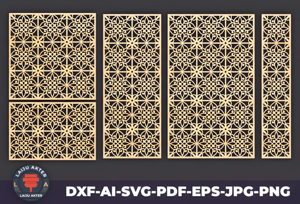 15 Laser Cut Panels for Decorative Cabinet Door Insert Projects 15 15 laser cut panels for cabinet door with intricate floral and geometric patterns in light wood tone