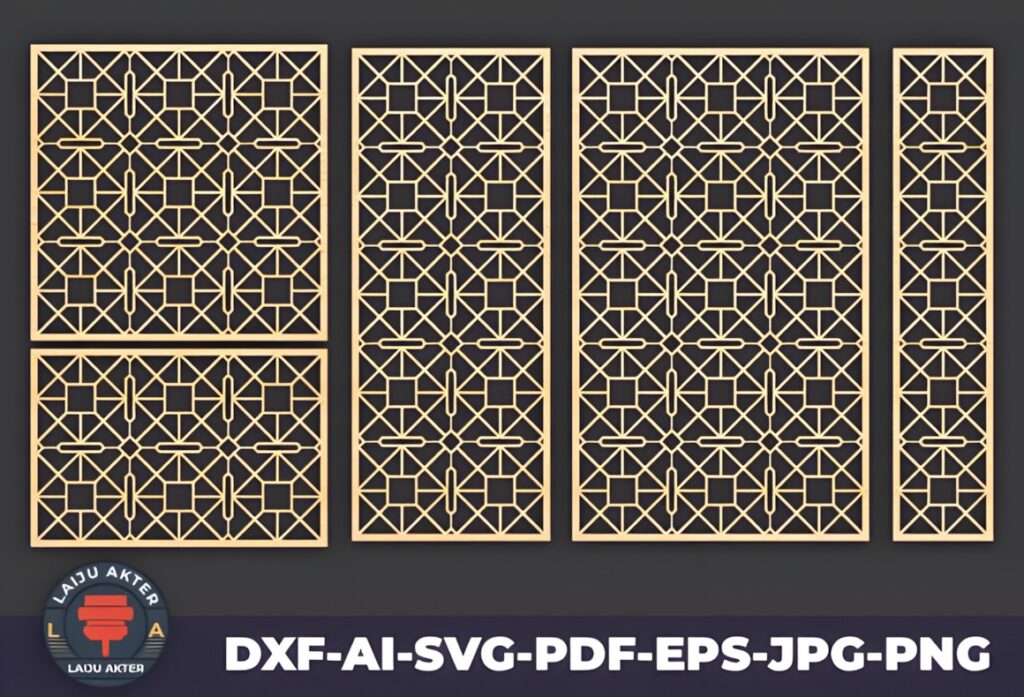 15 Laser Cut Panels for Decorative Cabinet Door Insert Projects 14 Laser cut panels for cabinet door with geometric Islamic patterns in wood tone