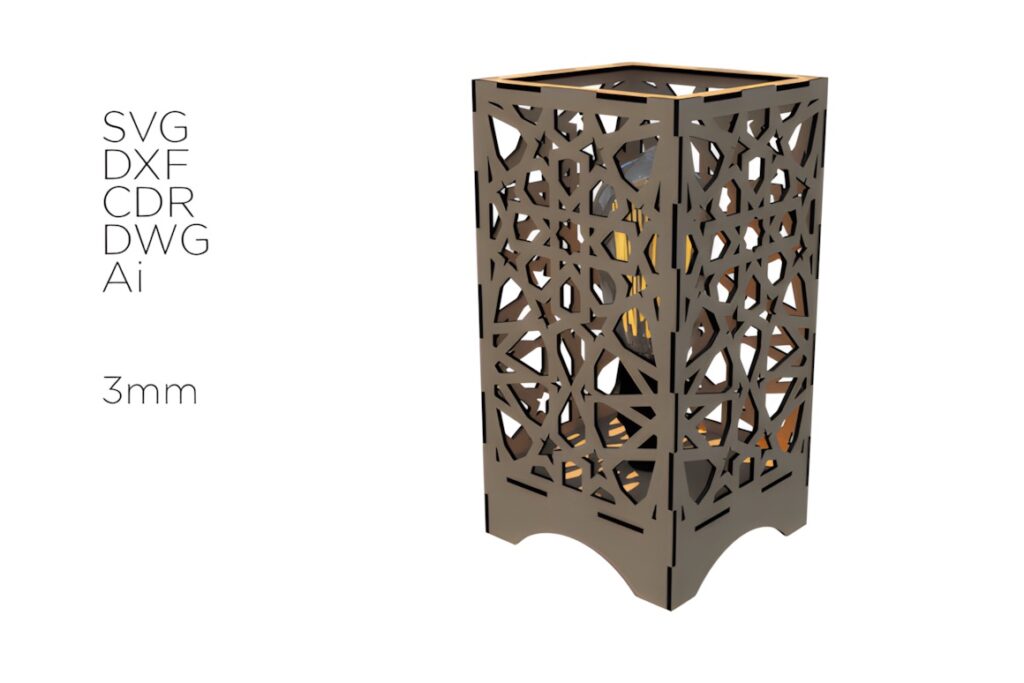 45 Laser Cut Files for Ready-to-Make Laser Projects 8 Laser cut files for a 3 mm plywood lamp with intricate geometric patterns and a dimensional shade