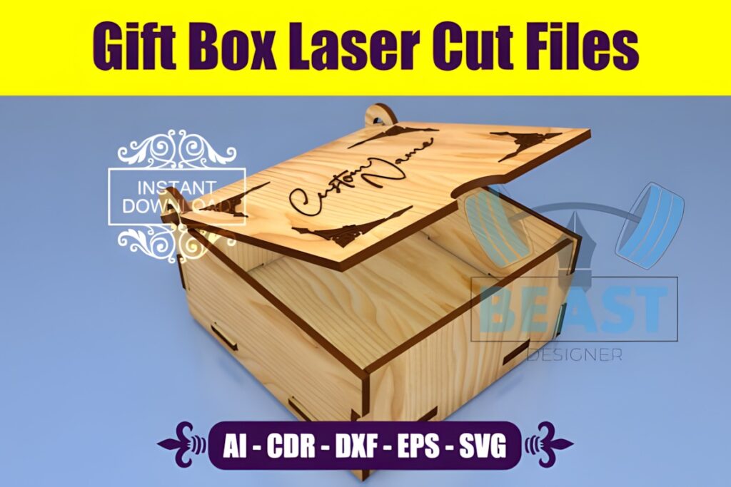 45 Laser Cut Files for Ready-to-Make Laser Projects 3 Laser cut files for a 3 mm wooden gift box with engraved design and hinged lid