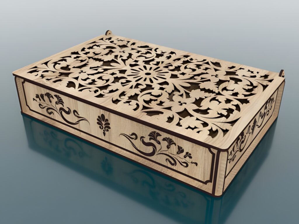 45 Laser Cut Files for Ready-to-Make Laser Projects 30 Laser cut files for a decorative flat jewelry box with intricate floral patterns