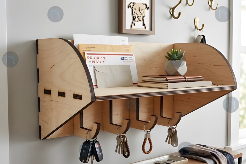21 Laser Cut Organizer SVG Files for Home Storage Projects 21 laser cut organizer wall-mounted key holder with file organizer holding mail, keys, and small plant