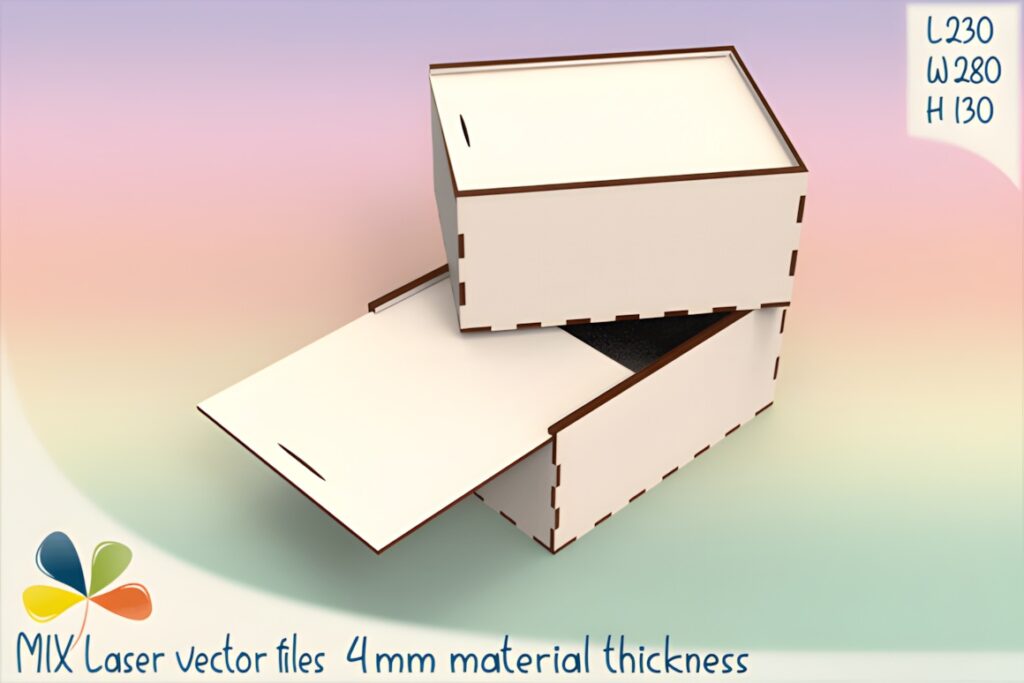 37 Laser Cut Ideas for Creative Maker Projects 5 Laser cut sliding-lid organizer box sized 230x280x130 mm for 4 mm material thickness
