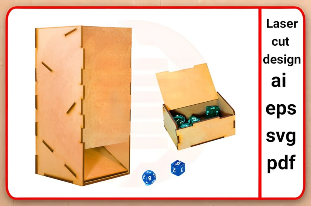 37 Laser Cut Ideas for Creative Maker Projects 36 Laser cut wooden dice tower and dice with laser cut design files in ai, eps, svg, pdf formats