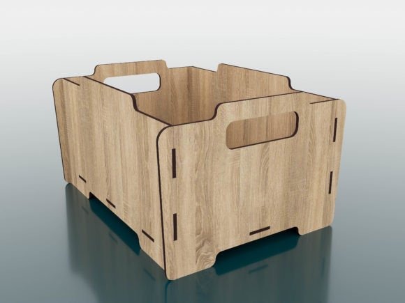 10 Laser Cut Projects for Useful Home and Workshop Builds 12 Laser cut projects for home and workshop showing a 4 mm stackable wooden storage box with handles and interlocking joints