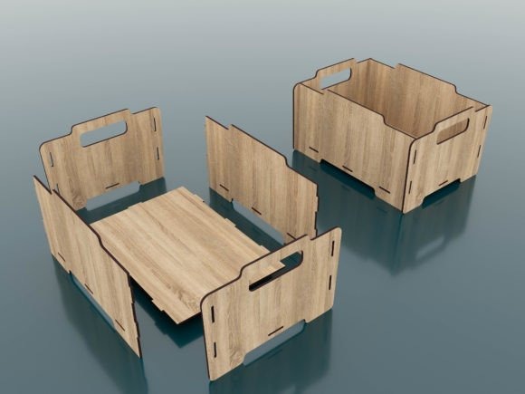 10 Laser Cut Projects for Useful Home and Workshop Builds 13 Laser cut projects for home and workshop showing wooden stackable storage box parts and assembled box