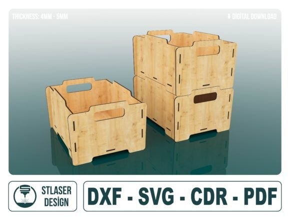 10 Laser Cut Projects for Useful Home and Workshop Builds 11 Laser cut projects for home and workshop showing stackable wooden storage boxes designed for 4 mm material thickness
