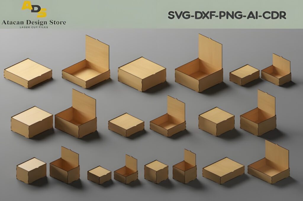 37 Laser Cut Ideas for Creative Maker Projects 9 Laser cut storage box designs with flip up lids in various sizes and configurations