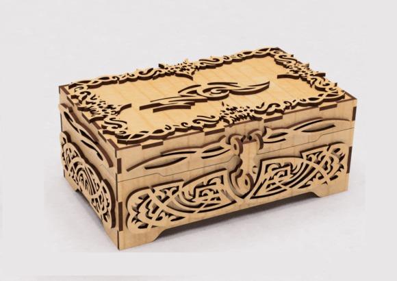 13 Laser Cut Box Projects for Cards, Keepsakes and Small Gifts 22 Ornate laser cut box project with decorative patterns and lock-style detail for keepsakes — laser cut box projects