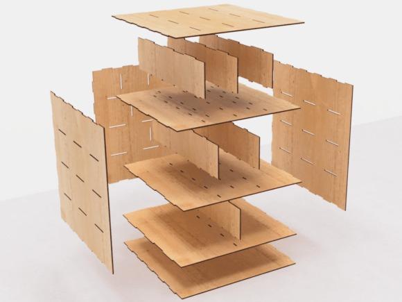 15 Laser Cut Box Ideas with Drawers, Lids and Compartments 9 laser cut box ideas showing an exploded view of a wooden organizer box with multiple drawers and compartments