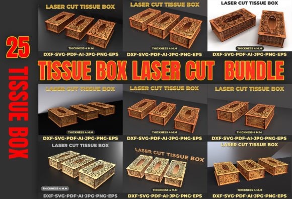12 Laser Cut Projects for Gifts, Decor and Everyday Use 8 laser cut projects for gifts showing 25 decorative laser cut tissue box designs in 4 mm material