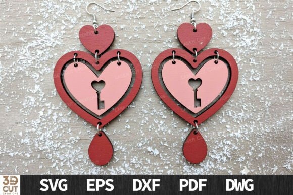 45 Best Laser Cut Acrylic Jewelry Ideas 24 Layered heart lock drop earrings made from laser cut acrylic in red and pink with a keyhole — laser cut acrylic jewelry