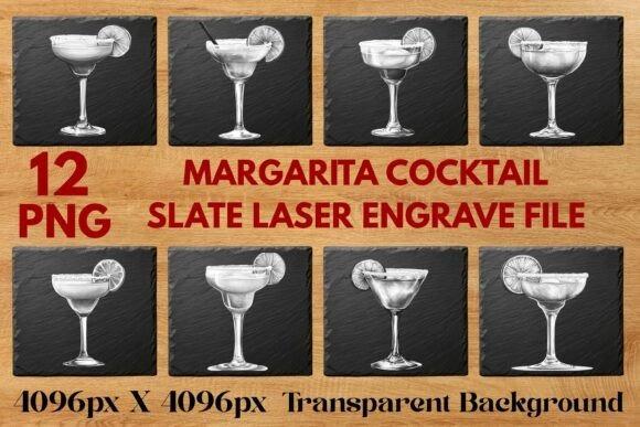 31 Laser Engraving Ideas for Practical DIY Builds 25 Margarita cocktail slate laser engrave file showing grayscale drink designs on black slate coasters — laser engraving ideas