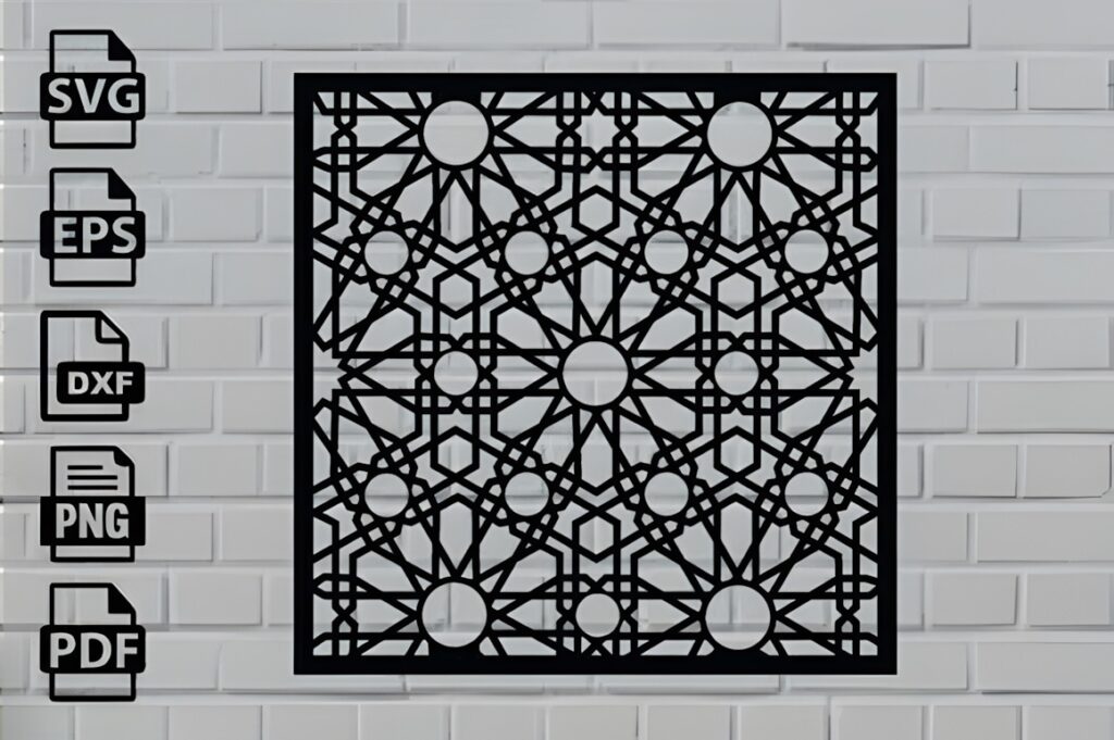 33 Modern Cnc Jaali Design Ideas for Modern Architectural Spaces 33 Modern CNC jaali design with geometric Moroccan-inspired pattern for laser engraving and CNC routing