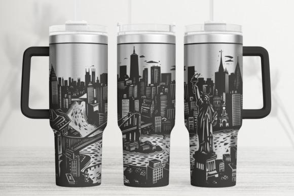 31 Laser Engraving Ideas for Practical DIY Builds 32 Laser engraving ideas showing New York City skyline wrap on 40oz tumbler with Statue of Liberty and city buildings
