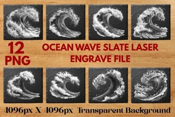 31 Laser Engraving Ideas for Practical DIY Builds 23 Set of 12 ocean wave slate laser engraving ideas with transparent background for natural stone materials