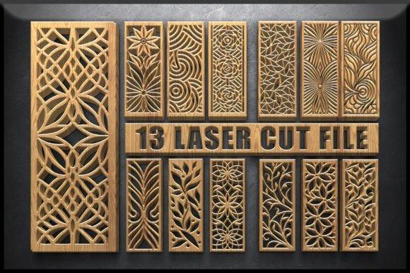 45 Laser Cut Panels for Indoor and Outdoor Features 60 Set of 13 laser cut panels with floral, leafy, swirl, geometric, and abstract patterns for indoor and outdoor features