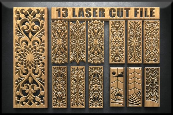 12 Laser Cut Panels for Modern Walls, Gates and Partitions 12 Laser cut panels for modern walls gates featuring ornate floral scrollwork and wave-inspired patterns in wood