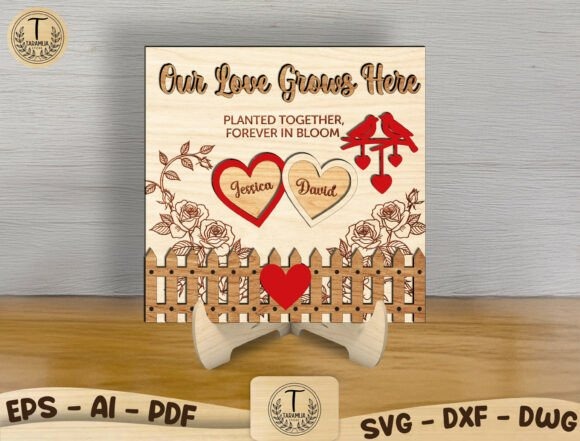 12 Laser Engraving Ideas for Personalized Gifts and Keepsakes 8 Personalized laser engraving gift ideas with couple names Jessica and David in heart shapes, floral and bird details