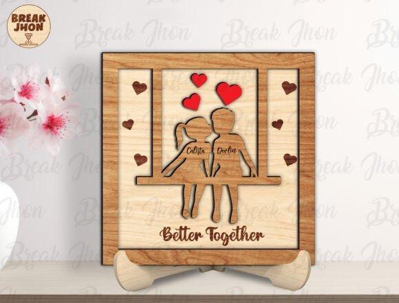 31 Laser Engraving Ideas for Practical DIY Builds 12 Laser engraving ideas showing a personalized couple wooden sign with engraved names and red hearts