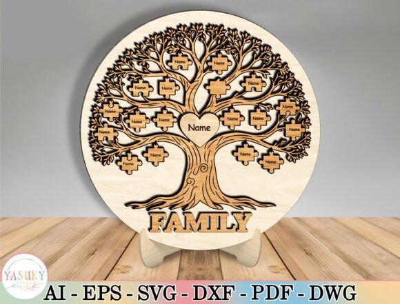 12 Laser Engraving Ideas for Personalized Gifts and Keepsakes 3 Personalized laser engraving gift ideas family tree puzzle design with names on wooden round plaque