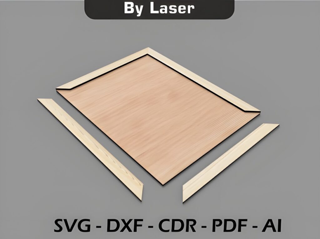 37 Laser Cut Ideas for Creative Maker Projects 27 Laser cut wooden photo frame pieces laid out for assembly