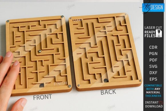21 Laser Cut Toys for Kids and Creative Play 10 Compact laser cut toys wooden pocket maze game with front and back maze layouts for travel and small gifts