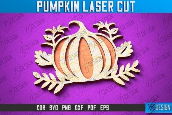 3D Halloween Pumpkin Laser Cut — Halloween laser cut ideas 3D Halloween pumpkin laser cut design with leaves on purple background, suitable for Halloween laser cut ideas