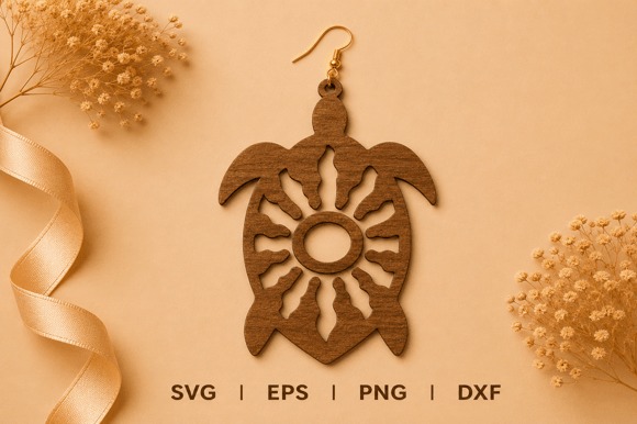 23 Laser Cut Wood Jewelry Ideas 16 Laser cut wood jewelry sea turtle earring with marine motif on beige background