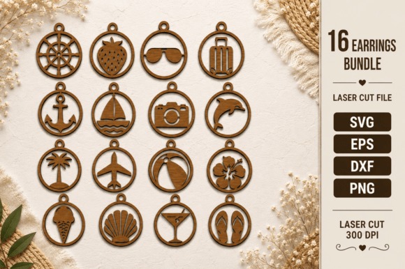 45 Best Laser Cut Acrylic Jewelry Ideas 30 Laser cut acrylic jewelry earring bundle with 16 summer vacation themed designs including anchor, sunglasses, dolphin, and