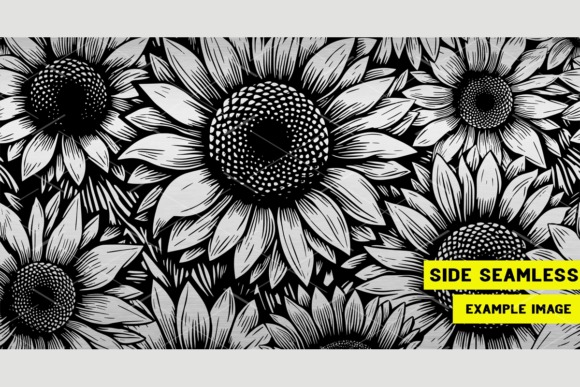 Black and white seamless sunflower pattern for laser engraving ideas on tumblers