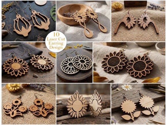 45 Best Laser Cut Acrylic Jewelry Ideas 19 Laser cut acrylic jewelry sunflower earrings in various designs and wood tones