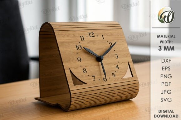 12 Laser Cut Projects for Gifts, Decor and Everyday Use 11 Laser cut projects for gifts wooden table clock with black hands on a desk