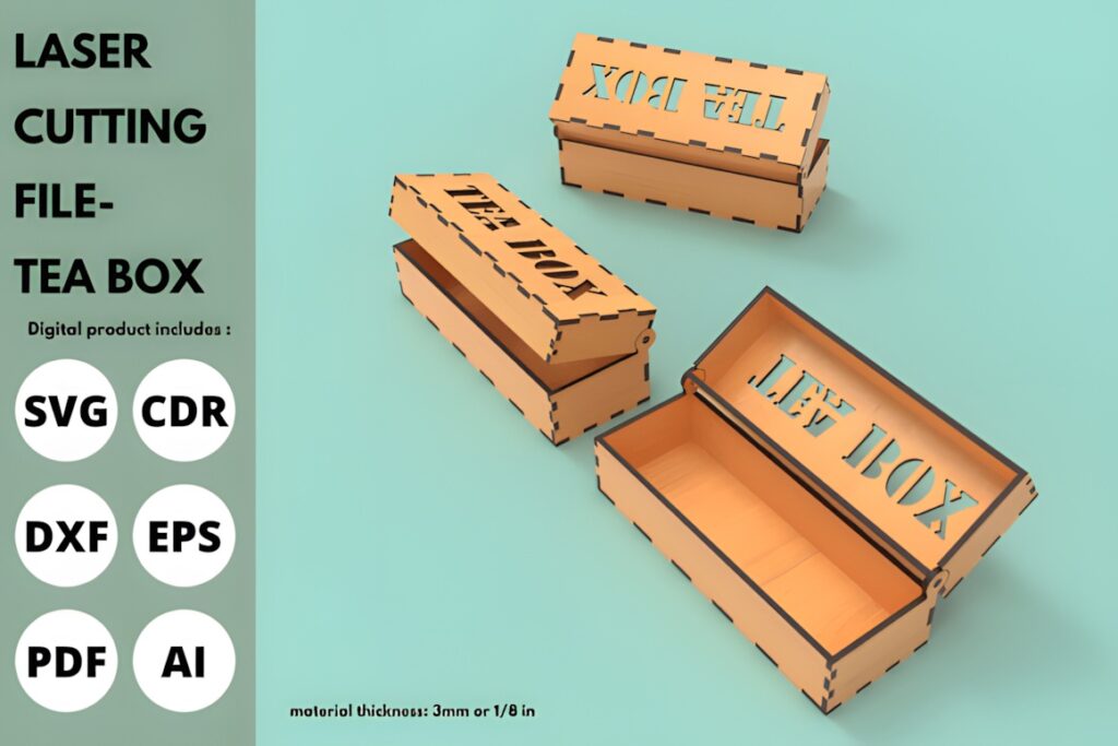 45 Laser Cut Files for Ready-to-Make Laser Projects 39 Laser cut files for a 3 mm tea box with compartment-style design for tea storage and kitchen organization