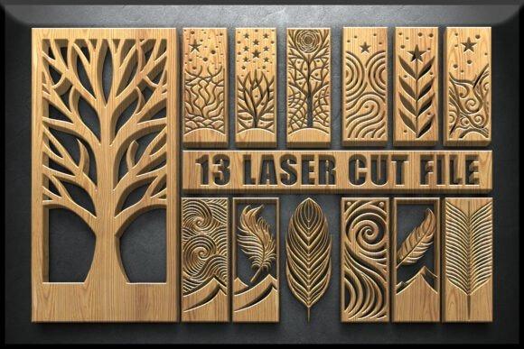 45 Laser Cut Panels for Indoor and Outdoor Features 49 Laser cut panels featuring tree, feather, swirl, star, moon, and floral designs in wood