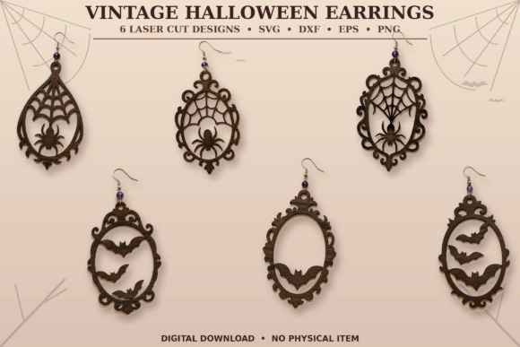 35 Halloween Laser Cut Wood Earrings Ideas 5 Vintage Halloween laser cut wood earrings with spider and bat designs in dark stained wood