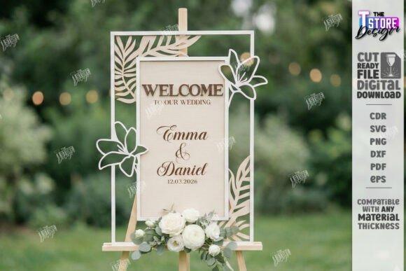 31 Laser Engraving Ideas for Practical DIY Builds 7 Wedding welcome sign laser engraving ideas with floral and geometric cut elements on wooden board
