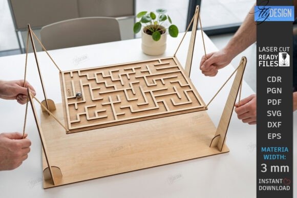 21 Laser Cut Toys for Kids and Creative Play 9 Laser cut toys wooden ball lift maze game with vertical play and coordinated movement on a table