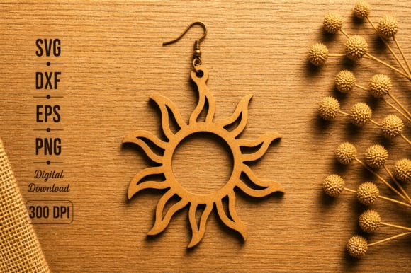 23 Laser Cut Wood Jewelry Ideas 18 Laser cut wood jewelry sun earring with a warm natural wood finish and sun motif