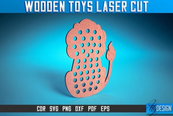 21 Laser Cut Toys for Kids and Creative Play 17 laser cut toys wooden lion shape with holes for threading or assembly on blue background