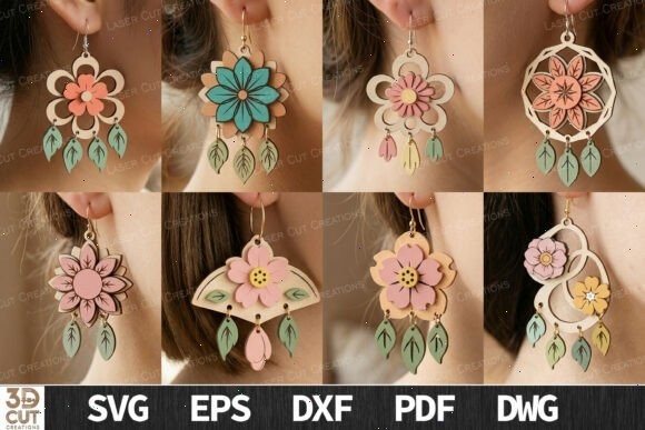 45 Best Laser Cut Acrylic Jewelry Ideas 15 Laser cut acrylic jewelry floral earrings in pastel and mirrored colors with nature-inspired designs