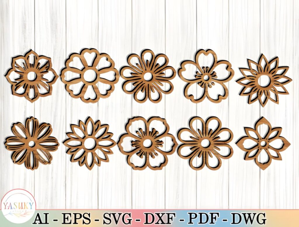 27 Laser Cut Wood Wall Art Ideas for Modern Home Decor 47 Ten floral laser cut wood wall art ideas featuring various flower silhouettes including daisies and cherry blossoms