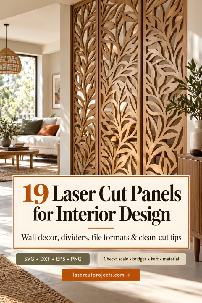 19 Laser Cut Panels for Interior Design to Make at Home 1 Laser cut panels for interior design with intricate leaf patterns used as room dividers in a modern living space